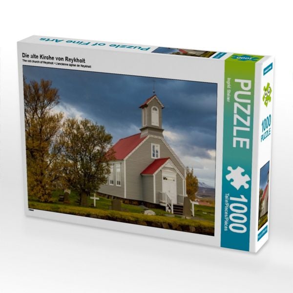 Produktbild: CALVENDO Puzzle Die alte Kirche von Reykholt | 1000 Teile Lege-Gr&ouml;&szlig;e 64x48cm Foto-Puzzle f&uuml;r gl&uuml;ckliche Stunden