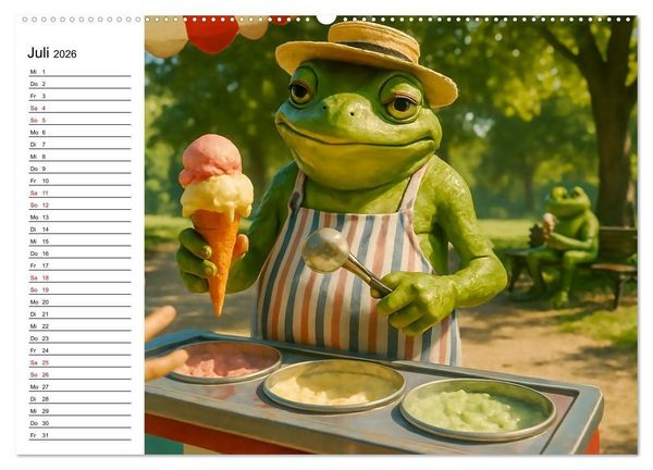 Produktbild: Frosch bei der Arbeit- Dienst nach Vorschrift (Wandkalender 2026 DIN A2 quer), CALVENDO Monatskalender