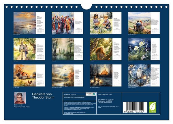 Produktbild: Gedichte von Theodor Storm (Wandkalender 2026 DIN A4 quer), CALVENDO Monatskalender