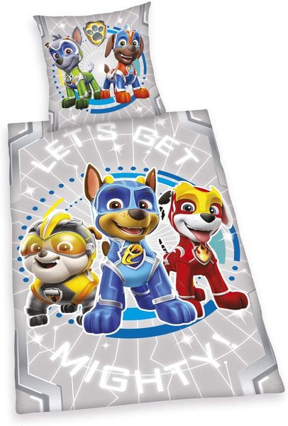Herding 4432416050 - Young Collection, Paw Patrol, Glow in the dark, Bettwäsche-Set, Cotton, grau, 80 x 80 cm, 135 x 200 cm