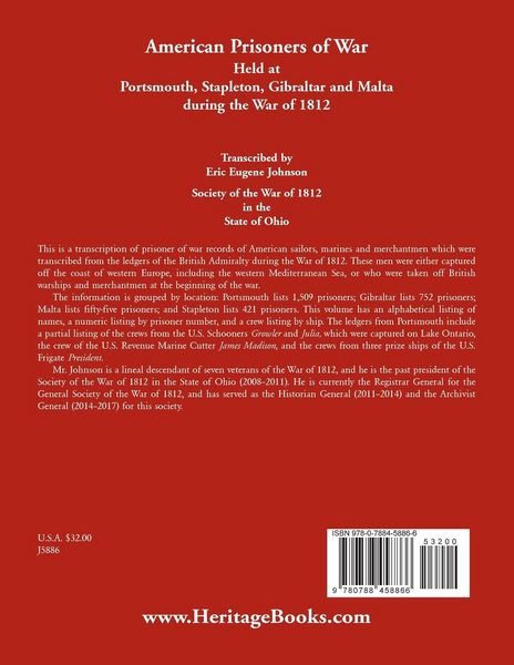 Produktbild: American Prisoners of War Held at Portsmouth, Stapleton, Gibraltar and Malta during the War of 1812