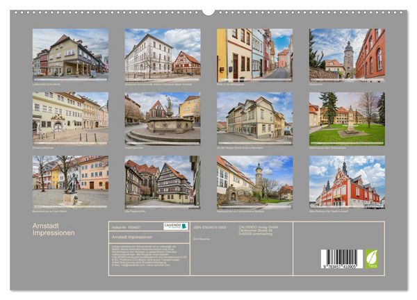 Produktbild: Arnstadt Impressionen (hochwertiger Premium Wandkalender 2026 DIN A2 quer), Kunstdruck in Hochglanz