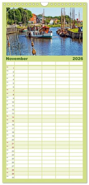 Produktbild: Familienplaner 2026 - Reise an die Nordsee - Carolinensiel mit 5 Spalten (Wandkalender, 21 x 45 cm) CALVENDO