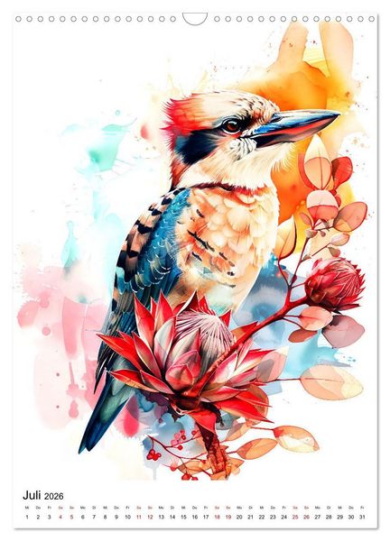 Produktbild: Australiens Tiere - Illustriert in Wasserfarben (Wandkalender 2026 DIN A3 hoch), CALVENDO Monatskalender