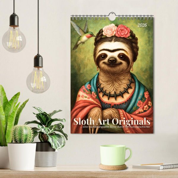 Produktbild: Sloth Art Originals ... eine faultierlangsame Reise durch die Kunstgeschichte (Wandkalender 2026 DIN A4 hoch), CALVENDO Monatskalender