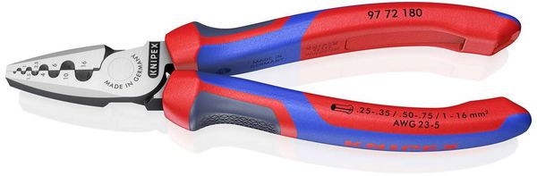 Produktbild: Knipex 97 72 180 Crimpzange Aderendh&uuml;lsen 0.25 bis 16mm&sup2;