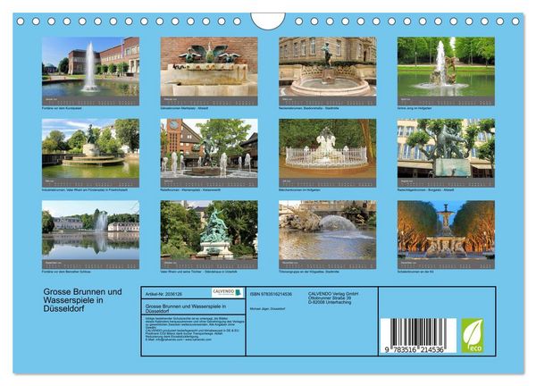 Produktbild: Grosse Brunnen und Wasserspiele in D&uuml;sseldorf (Wandkalender 2026 DIN A4 quer), CALVENDO Monatskalender