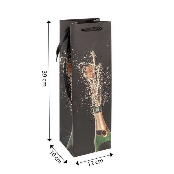 Produktbild: Idena Flaschentasche Sektflasche schwarz 12x39x10cm 210g/m&sup2;