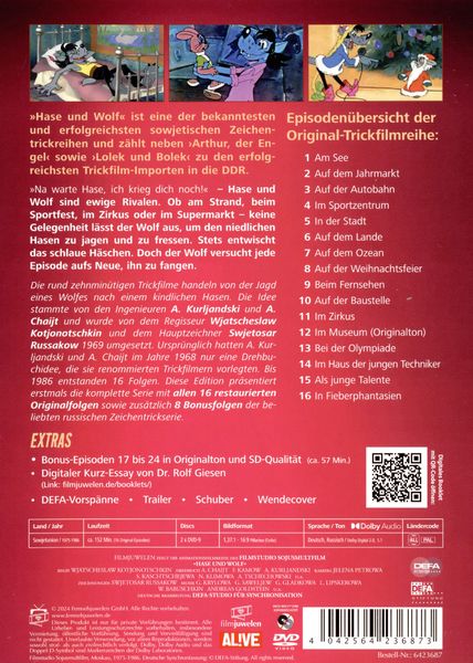 Produktbild: Hase und Wolf - Alle 16 Original-Episoden - plus 8 Bonus-Episoden (Nu Pagadi! / Na warte!) (DEFA Filmjuwelen) (2 DVDs)