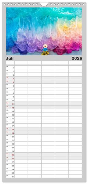 Produktbild: Familienplaner 2026 - Netzpoesie: Ein Jahr in Farben mit 5 Spalten (Wandkalender, 21 x 45 cm) CALVENDO