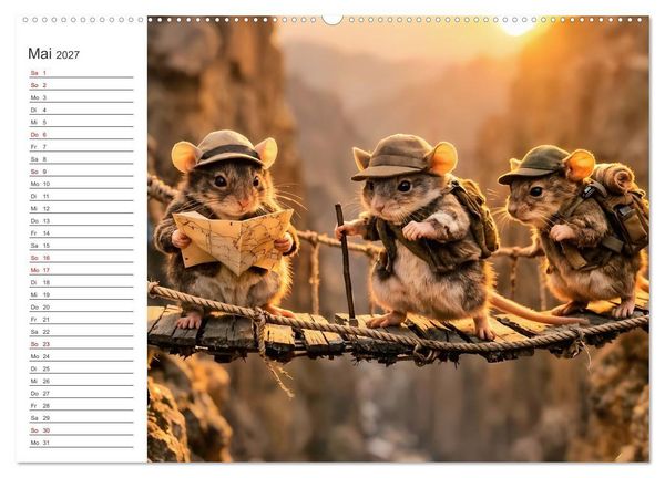 Produktbild: Abenteuerm&auml;use - Drei kleine Entdecker auf gro&szlig;er Reise (Wandkalender 2027 DIN A2 quer), CALVENDO Monatskalender