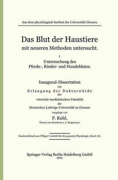 Produktbild: Das Blut der Haustiere mit neueren Methoden untersucht