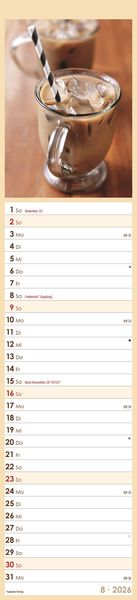 Produktbild: Küchenplaner Kaffee 2026 - Streifen-Kalender 11,3x49x5 cm - Kaffeekalender - mit leckeren Rezepten - Wandplaner - Küchenkalender - Alpha Edition