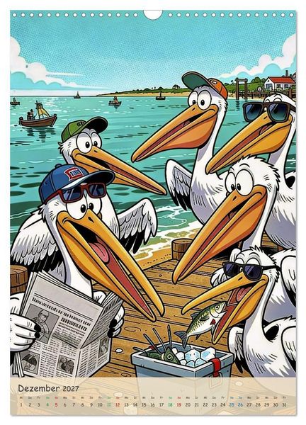 Produktbild: Lustige Pelikane - Comic (Wandkalender 2027 DIN A3 hoch), CALVENDO Monatskalender