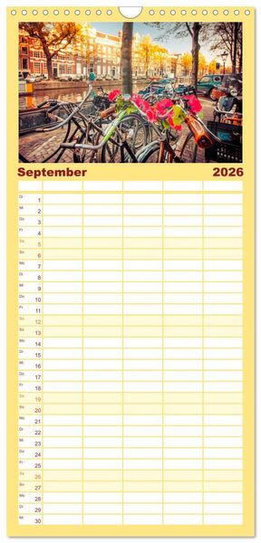 Produktbild: Familienplaner 2026 - Stadtfahrrad mit 5 Spalten (Wandkalender, 21 x 45 cm) CALVENDO