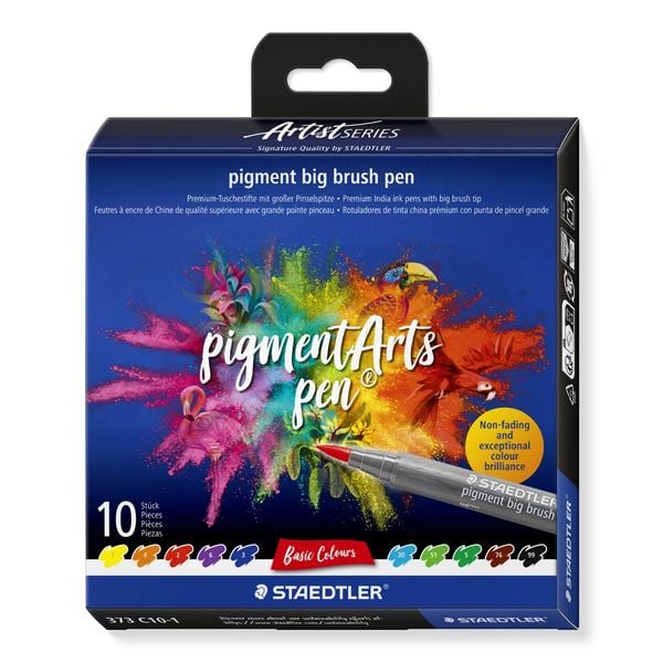 Produktbild: STAEDTLER pigment big brush pen Basic, Pinselspitze, 10er Set