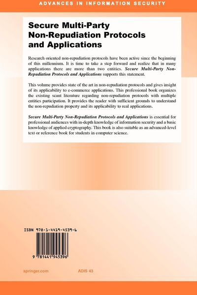 Produktbild: Secure Multi-Party Non-Repudiation Protocols and Applications