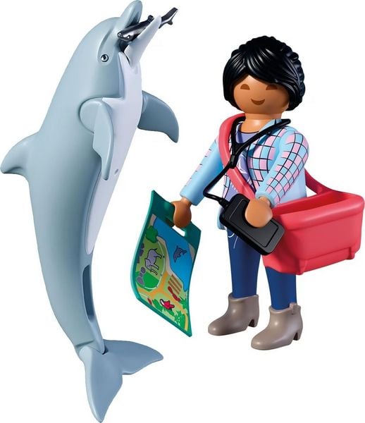 Produktbild: playmobil Animals & Friends Zoo Delfin und Besucherin