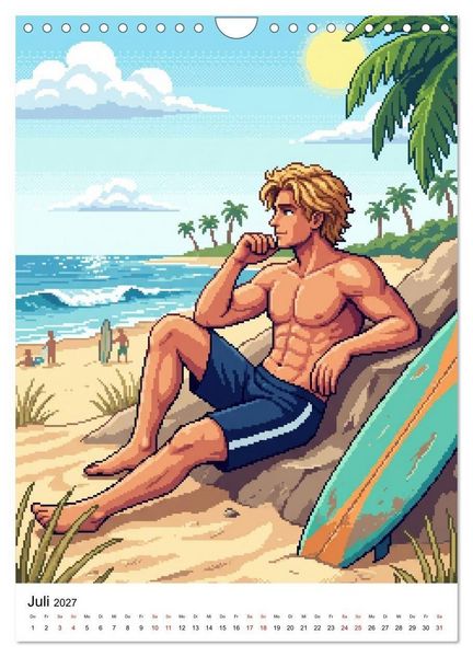 Produktbild: 8-Bit Adonis &ndash; Das Jahr in Pixeln (Wandkalender 2027 DIN A4 hoch), CALVENDO Monatskalender