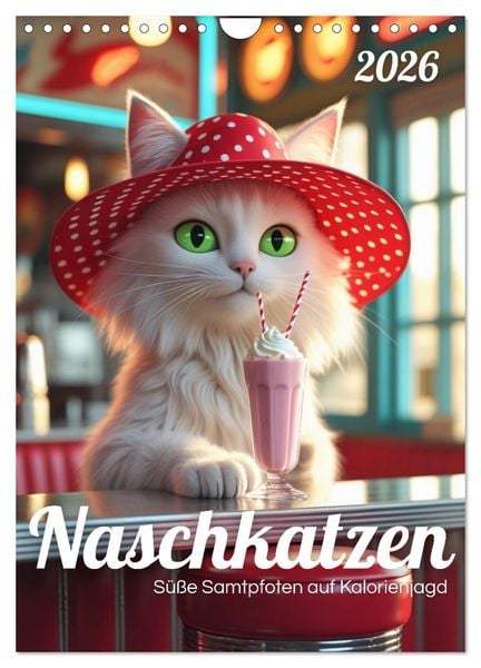 Produktbild: Naschkatzen &ndash; S&uuml;&szlig;e Samtpfoten auf Kalorienjagd (Wandkalender 2026 DIN A4 hoch), CALVENDO Monatskalender