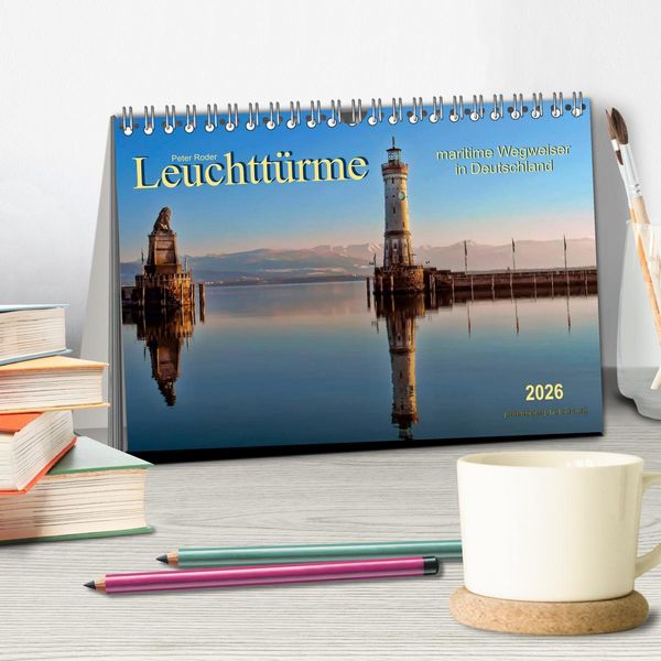 Produktbild: Leuchtt&uuml;rme - maritime Wegweiser in Deutschland (Tischkalender 2026 DIN A5 quer), CALVENDO Monatskalender
