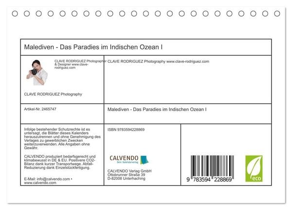 Produktbild: Malediven - Das Paradies im Indischen Ozean I (Tischkalender 2027 DIN A5 quer), CALVENDO Monatskalender