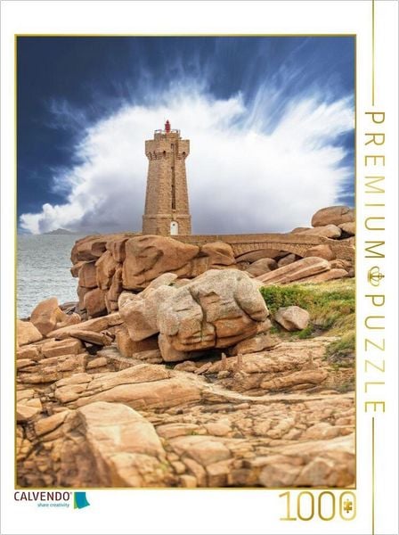 CALVENDO Puzzle Phare de Ploumanac'h an der Rosa Granitküste | 1000 Teile Lege-Größe 64x48cm Foto-Puzzle für glückliche Stunden