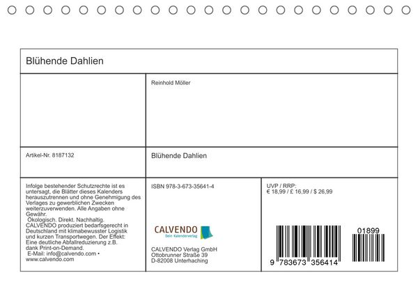 Produktbild: Bl&uuml;hende Dahlien (Tischkalender 2022 DIN A5 quer)