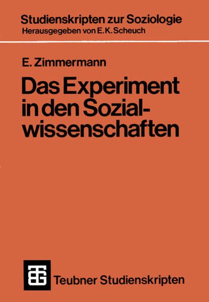 Das Experiment in den Sozialwissenschaften, Taschenbuch von E. Zimmermann, Vieweg & Teubner, 9783519000372