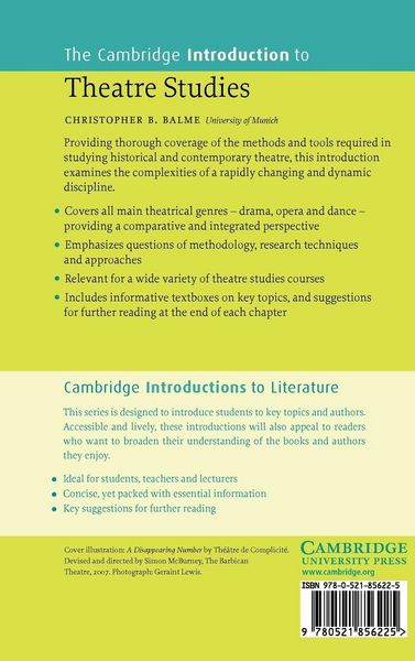 Produktbild: The Cambridge Introduction to Theatre Studies