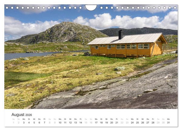 Produktbild: Norwegen Kalender - Wilde H&uuml;tten in den Bergen (Wandkalender 2026 DIN A4 quer), CALVENDO Monatskalender