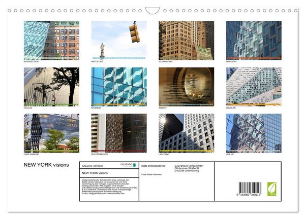 Produktbild: NEW YORK visions (Wandkalender 2027 DIN A3 quer), CALVENDO Monatskalender