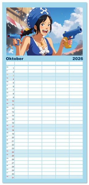 Produktbild: Familienplaner 2026 - Anime Piraten - Waifu Edition mit 5 Spalten (Wandkalender, 21 x 45 cm) CALVENDO
