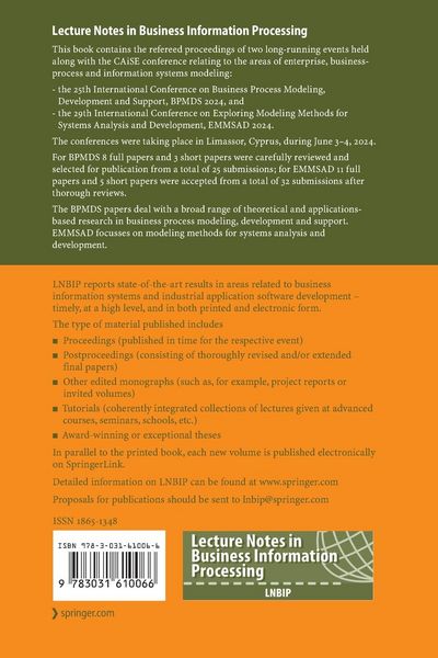 Produktbild: Enterprise, Business-Process and Information Systems Modeling