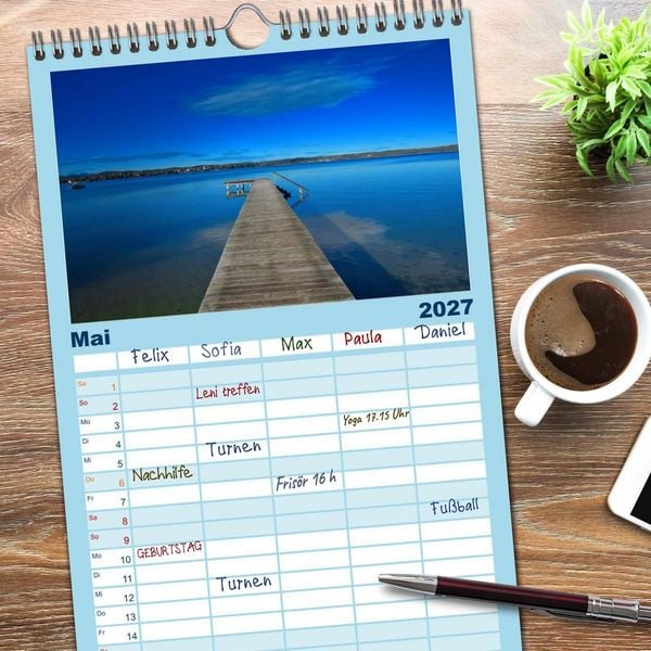Produktbild: Familienplaner 2027 - Starnberger Seeblicke mit 5 Spalten (Wandkalender, 21 x 45 cm) CALVENDO