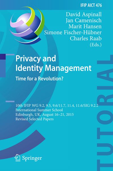 Produktbild: Privacy and Identity Management. Time for a Revolution?