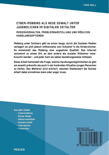 Produktbild: Cyber-Mobbing als neue Gewalt unter Jugendlichen im digitalen Zeitalter