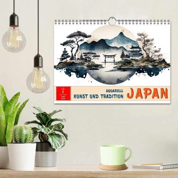 Produktbild: Japan - Aquarell Kunst und Tradition (Wandkalender 2026 DIN A4 quer), CALVENDO Monatskalender