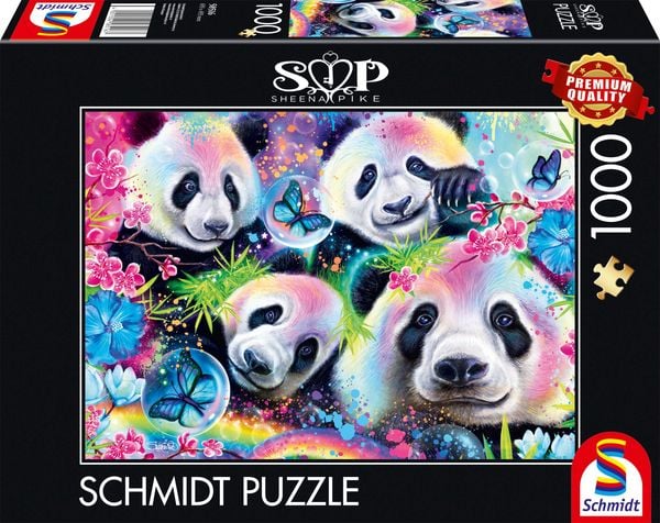 Schmidt Spiele - Sheena Pike: Neon Blumen-Pandas, 1.000 Teile