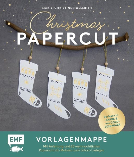 Produktbild: Set: Christmas Papercut &ndash; Die Vorlagenmappe mit Anleitung und 20 weihnachtlichen Papierschnitt-Motiven zum Sofort-Loslegen