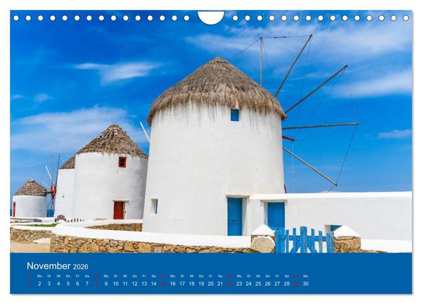 Produktbild: Griechenland - Mykonos Kalender (Wandkalender 2026 DIN A4 quer), CALVENDO Monatskalender