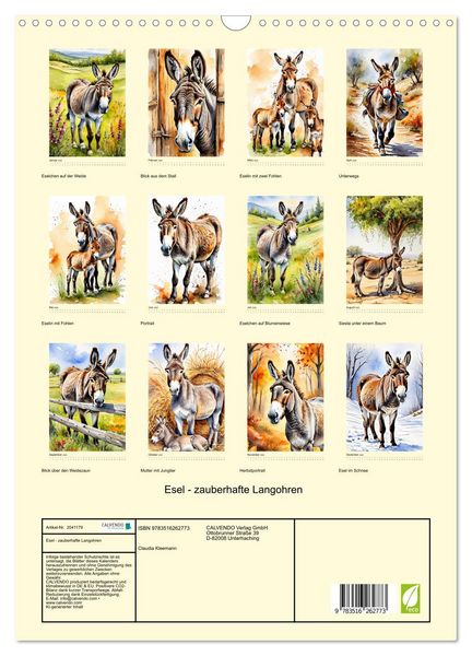 Produktbild: Esel - zauberhafte Langohren (Wandkalender 2026 DIN A3 hoch), CALVENDO Monatskalender