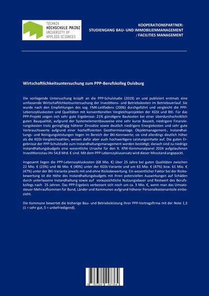 Produktbild: Wirtschaftlichkeitsuntersuchung zum PPP-Berufskolleg Duisburg