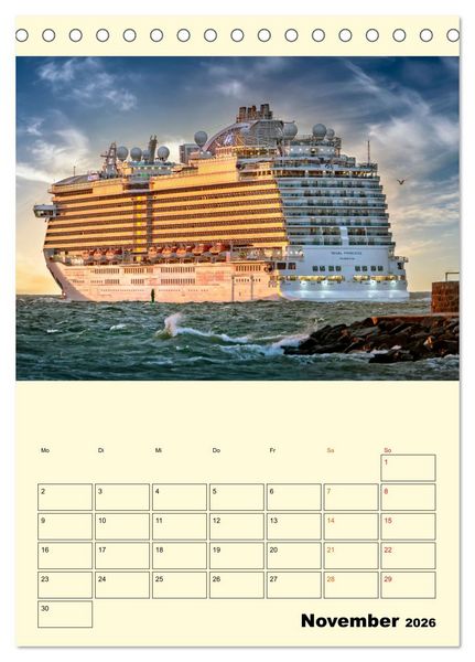 Produktbild: Kreuzfahrtschiffe - die Welt ist dein Ziel (Tischkalender 2026 DIN A5 hoch), CALVENDO Monatskalender