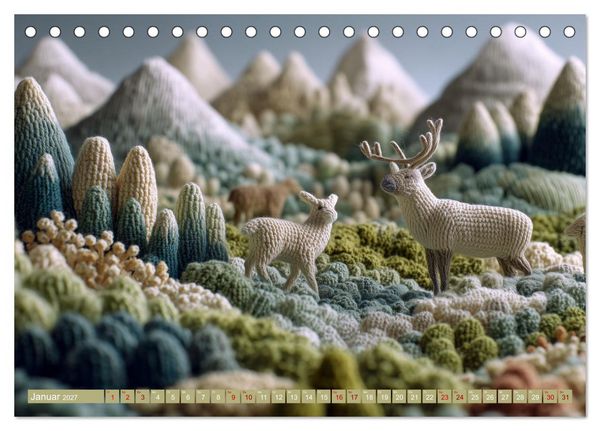 Produktbild: Textile Naturwelten. Amigurumi-&Ouml;kosysteme zZwischen Polarmeer und Savanne (Tischkalender 2027 DIN A5 quer), CALVENDO Monatskalender