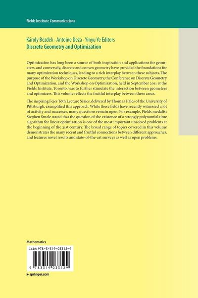 Produktbild: Discrete Geometry and Optimization