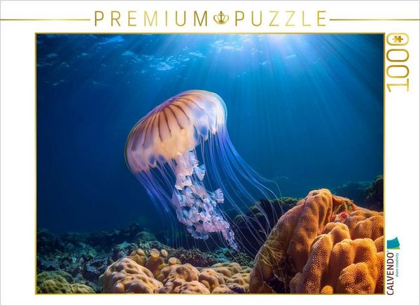 CALVENDO Puzzle Qualle im blauen meer | 1000 Teile Lege-Größe 64x48cm Foto-Puzzle für glückliche Stunden