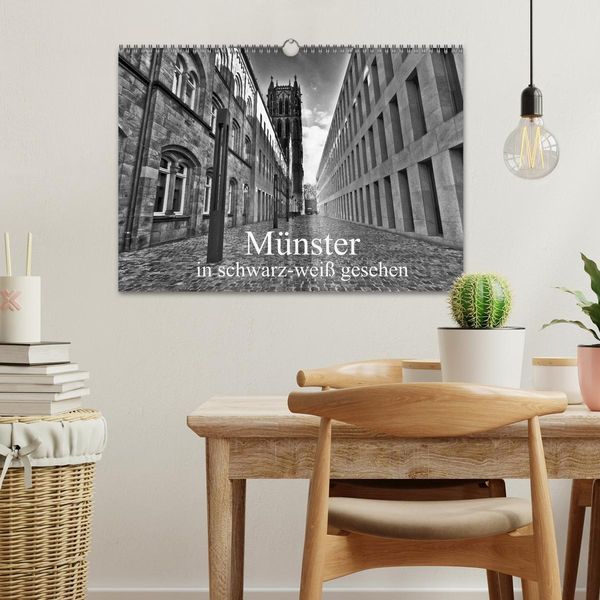 Produktbild: M&uuml;nster in schwarz-wei&szlig; gesehen (Wandkalender 2026 DIN A3 quer), CALVENDO Monatskalender