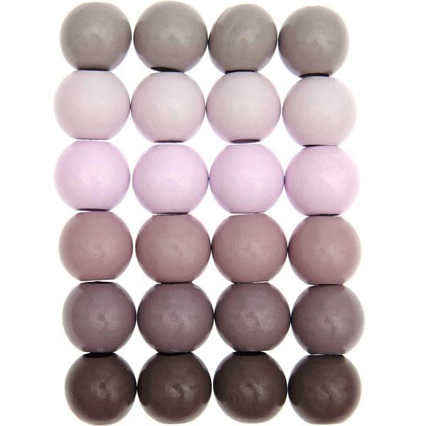 Produktbild: Makramee Perlen, Holz, Rosat&ouml;ne, &Oslash;25mm, 24 Stk.