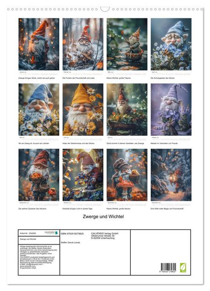 Produktbild: Zwerge und Wichtel (Wandkalender 2026 DIN A2 hoch), CALVENDO Monatskalender
